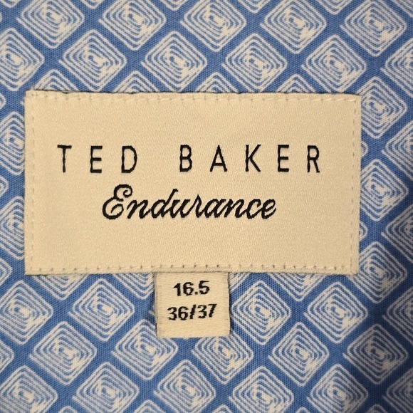 Ted Baker Endurance Shirt Mens 16.5 Blue Button Up Long Sleeve Textured Office - Picture 5 of 13